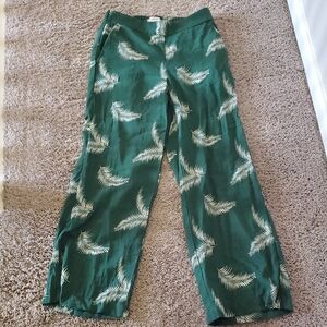 EUC LOFT Green and White Leaf Pattern Pants - XSP